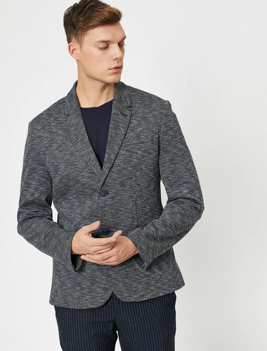 17520 Navy Button Detailed Jacket