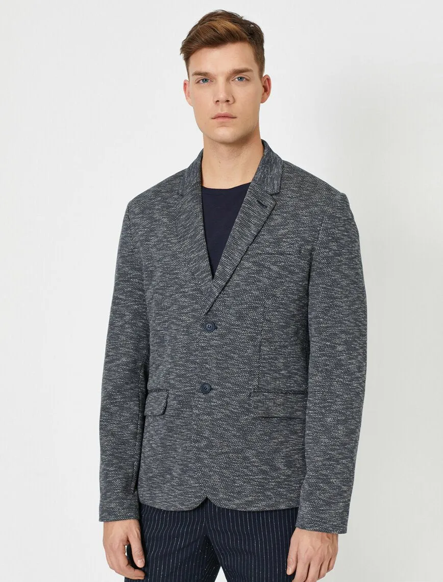 17520 Navy Button Detailed Jacket
