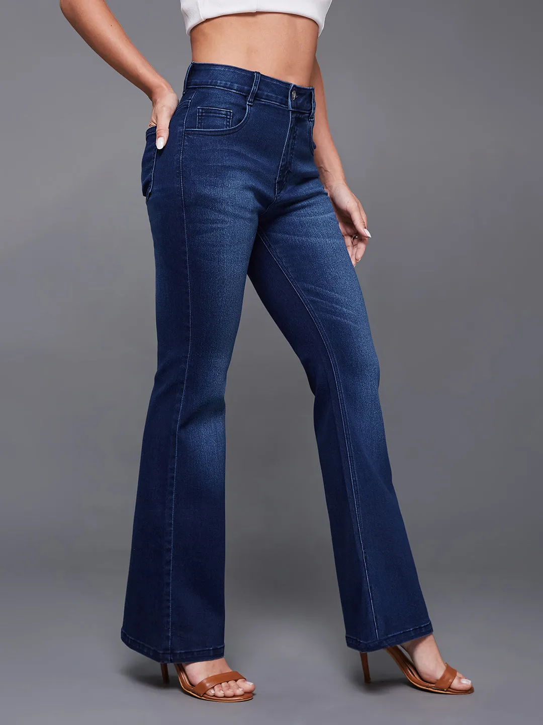 24/7 Comfort Y2K Vintage Timeless Navy Blue Mid Rise Stretchable Bootcut Denim Jeans