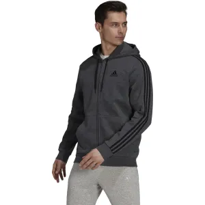 adidas Men’s Standard Essential Fleece 3-Stripe Full-Zip Hoodie HB0042 GREY