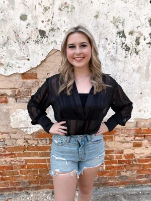 Aiyana Sheer Button Down Tunic Top
