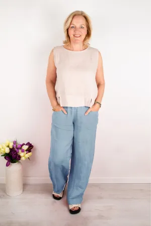 Amazing Woman Denim Blue Orla Linen Trousers