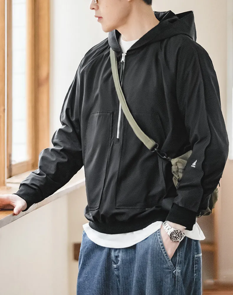 American Casual Half Zipper Function Hooded Men's Sweater