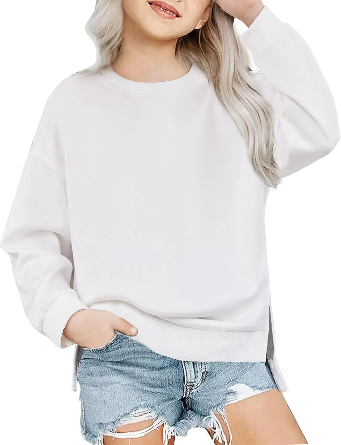 Arshiner Girls Crewneck Sweatshirt Long Sleeve Pullover Tops 5-14 Years