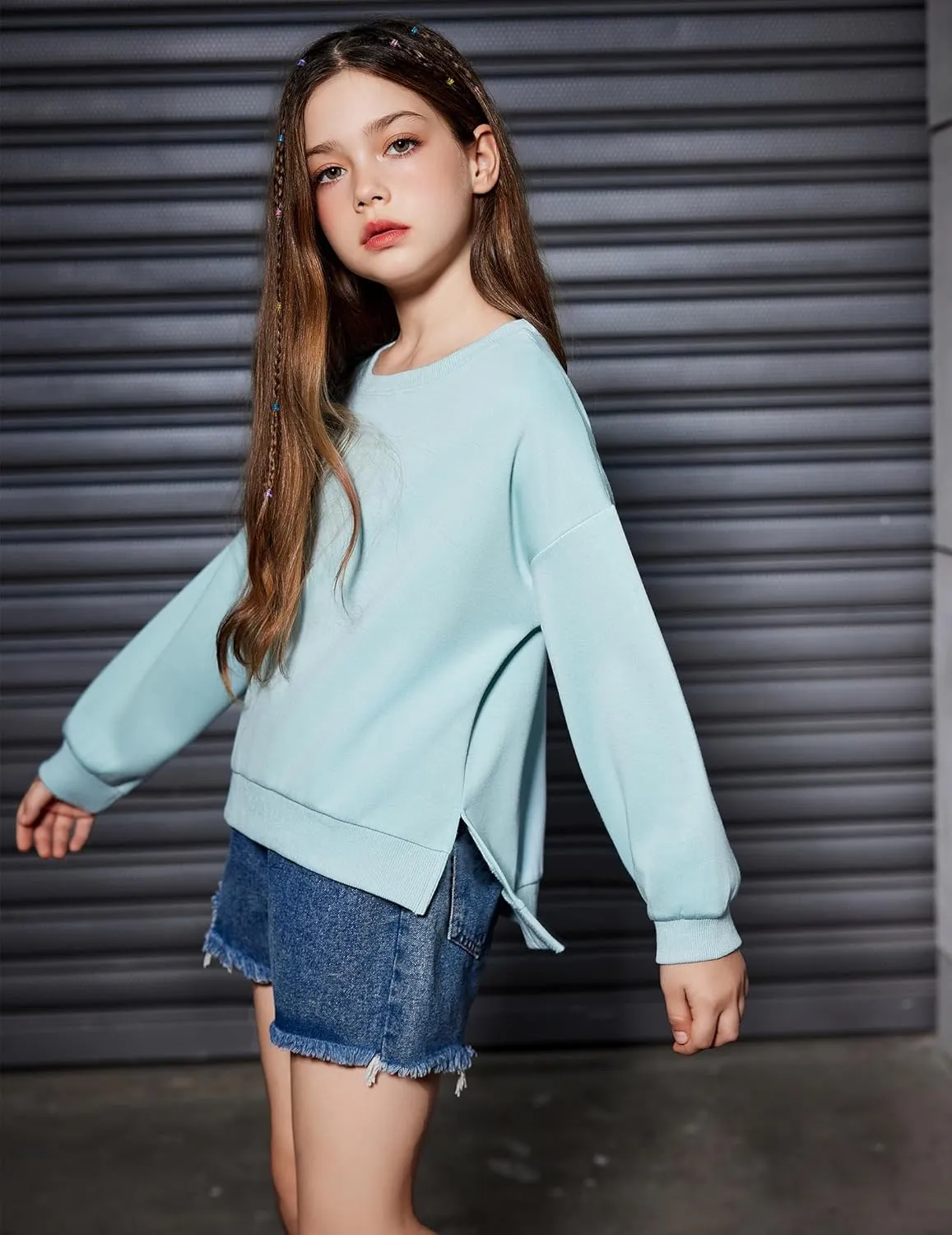 Arshiner Girls Crewneck Sweatshirt Long Sleeve Pullover Tops 5-14 Years