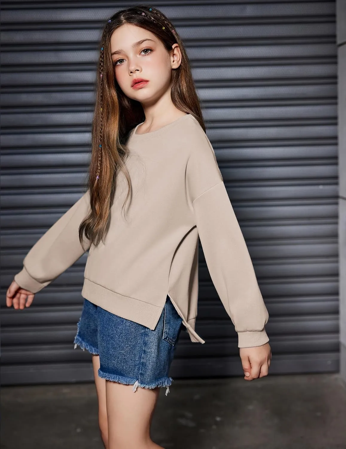 Arshiner Girls Crewneck Sweatshirt Long Sleeve Pullover Tops 5-14 Years