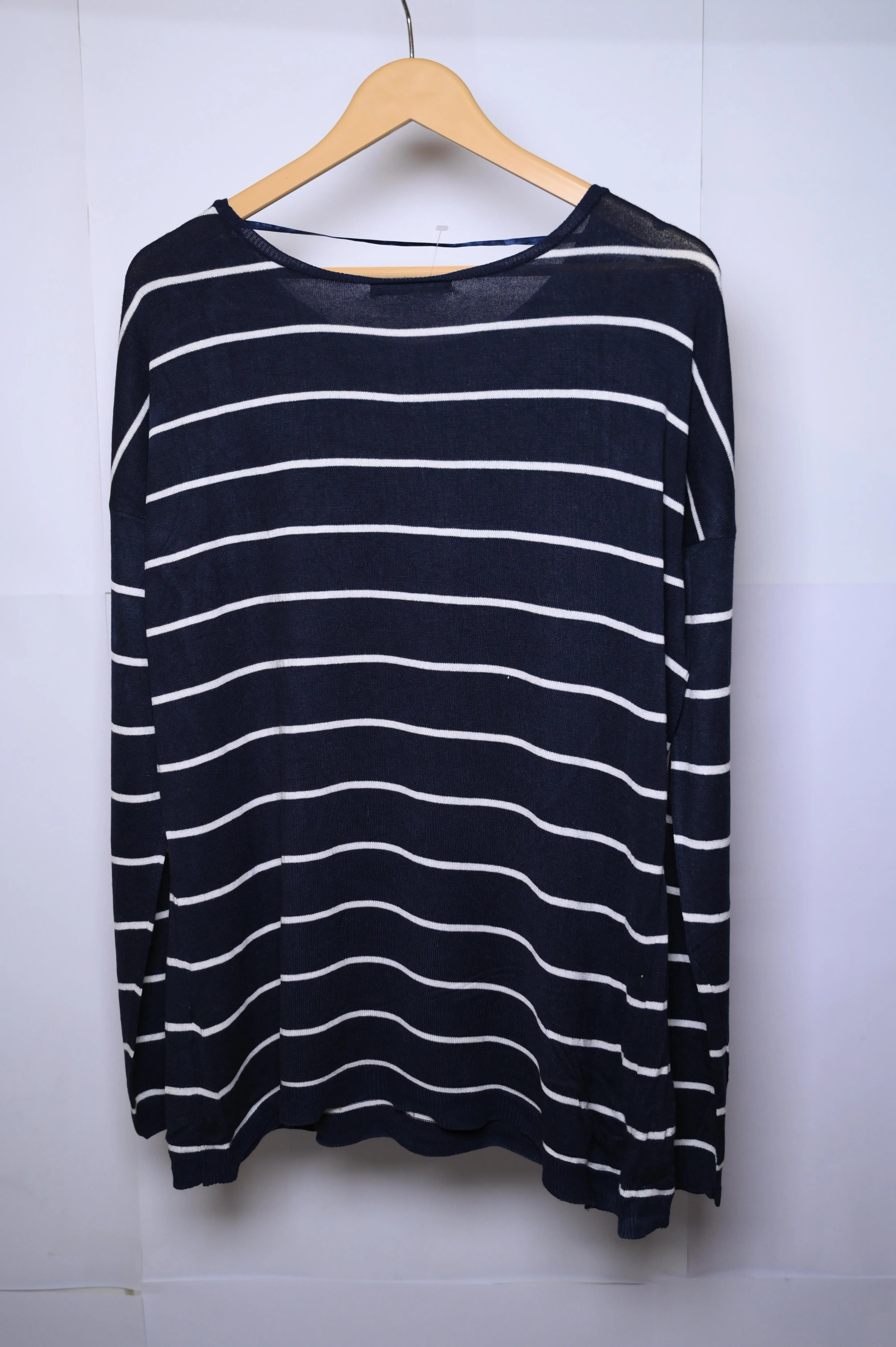 Atmosphere Medium Blue and Off White Striped Sweatshirt