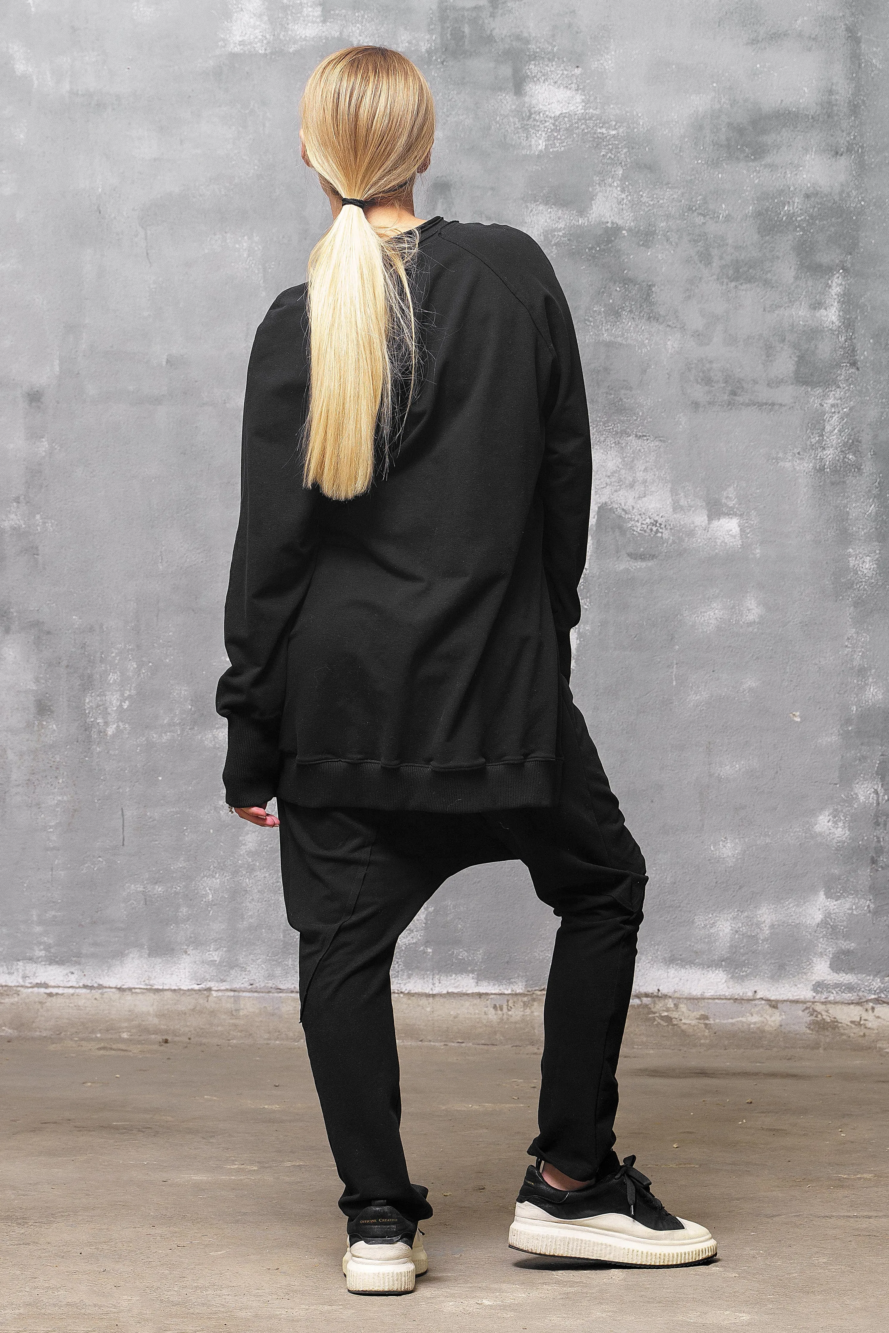 Black Asymmetrical Sweatshirt Women's