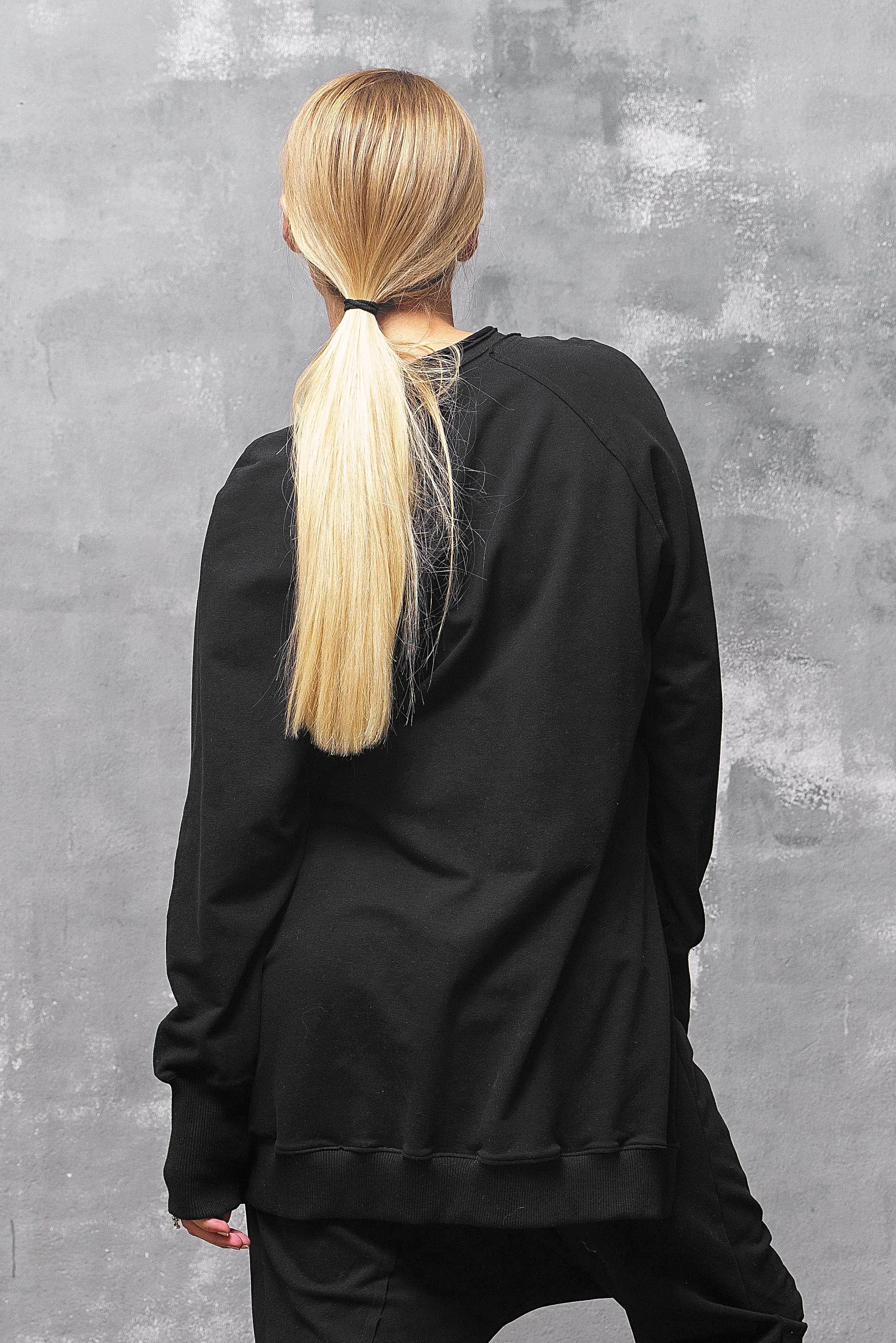 Black Asymmetrical Sweatshirt Women's