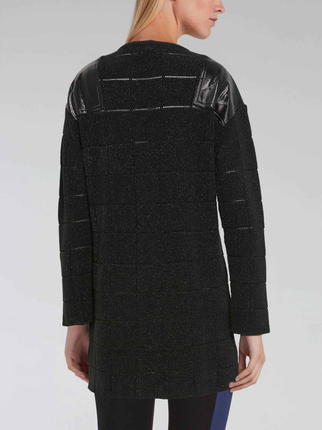 Black Leather Panel Sweater