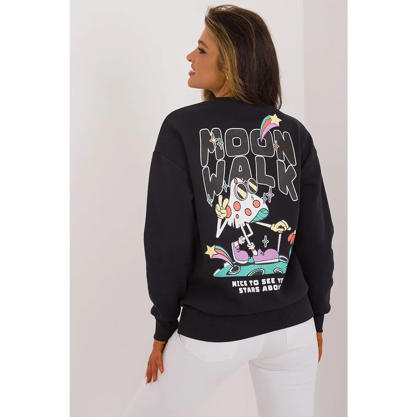 Black Printed Regular Fit Sweatshirt