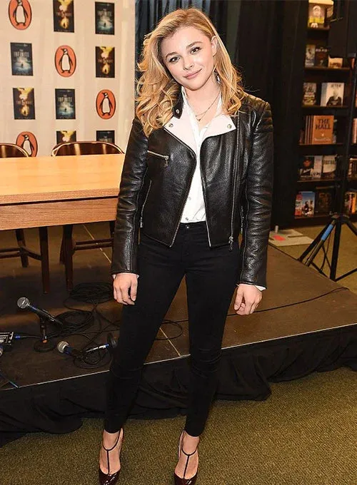 Black Stylish Leather Jacket Worn By Chloe Grace Moretz
