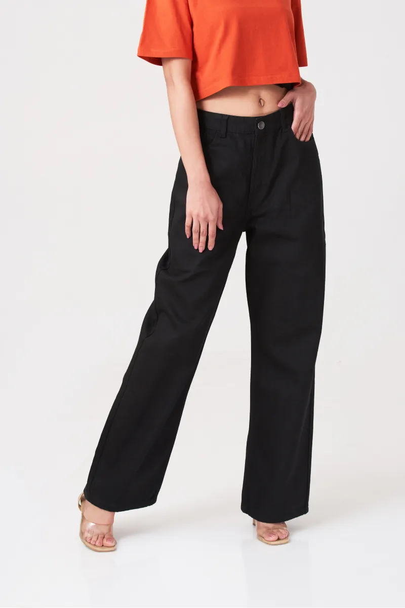 Black Wide Legs Women Jeans