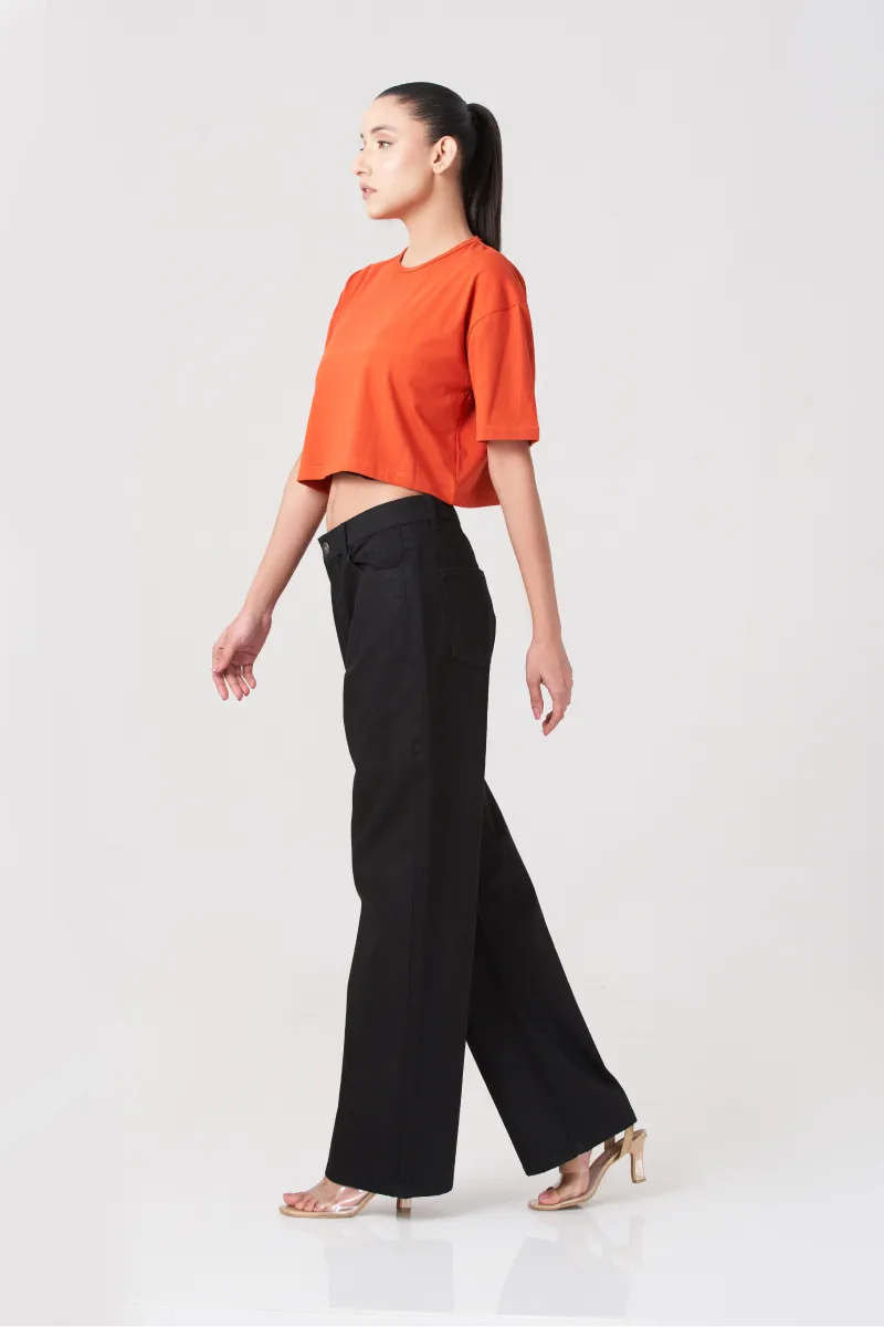 Black Wide Legs Women Jeans