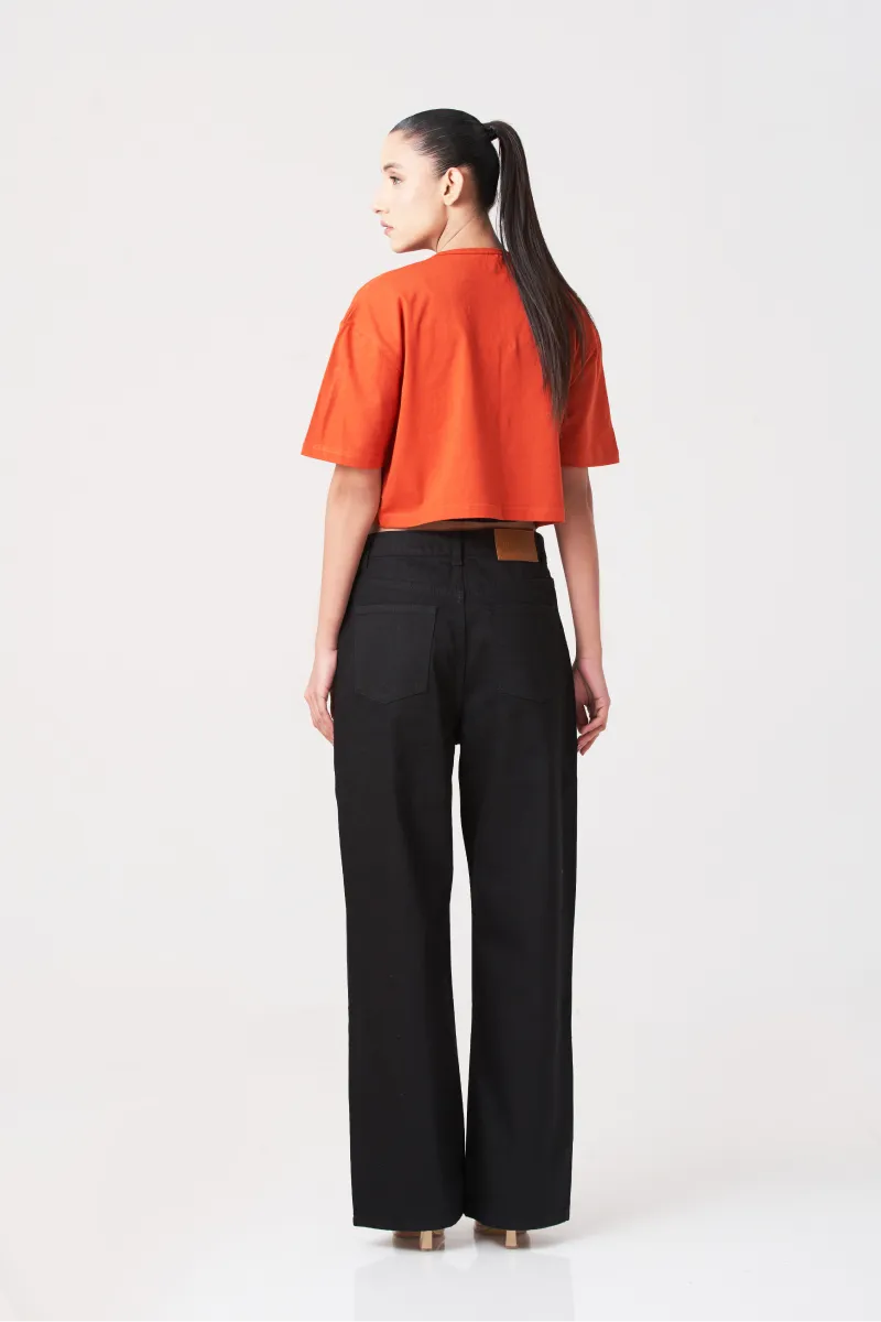 Black Wide Legs Women Jeans