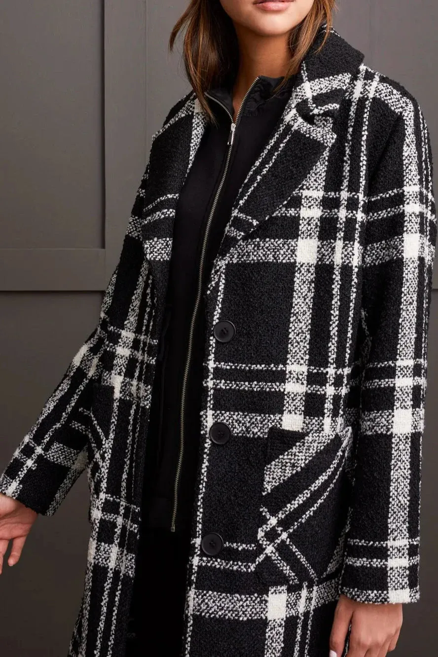 Boucle Button Front Plaid Jacket