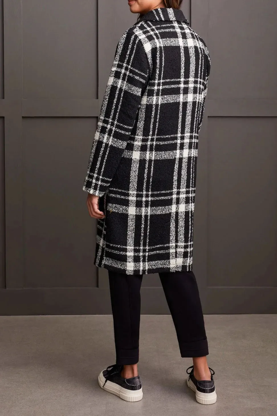 Boucle Button Front Plaid Jacket