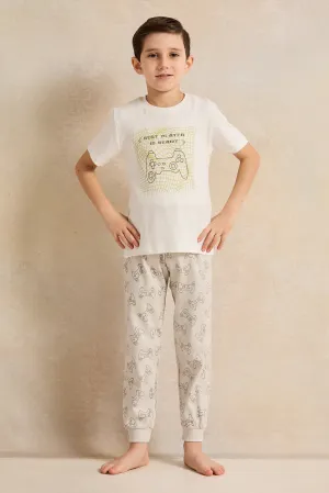 Boys Grey Print T-Shirt