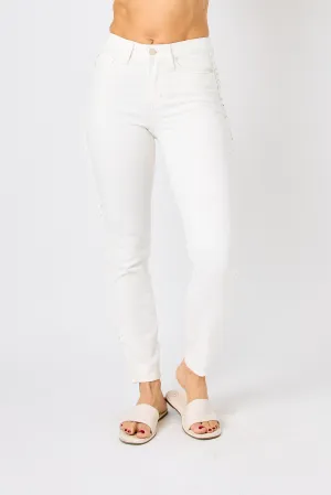 Braided Side Relaxed White Jean