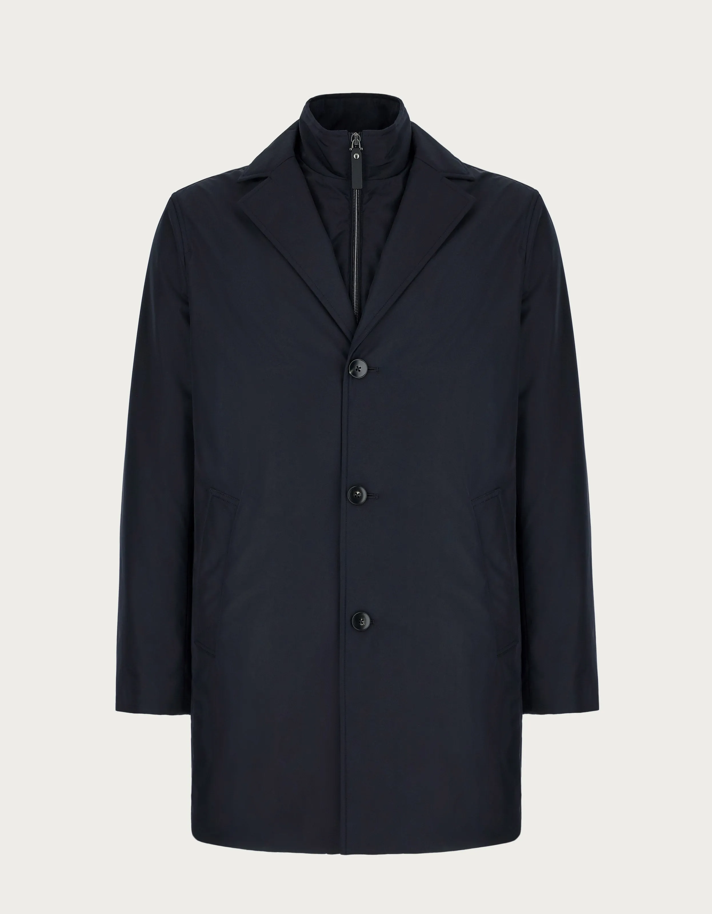CANALI - Dark Blue Car Coat In Technical Fabric O10466-SG02321-301