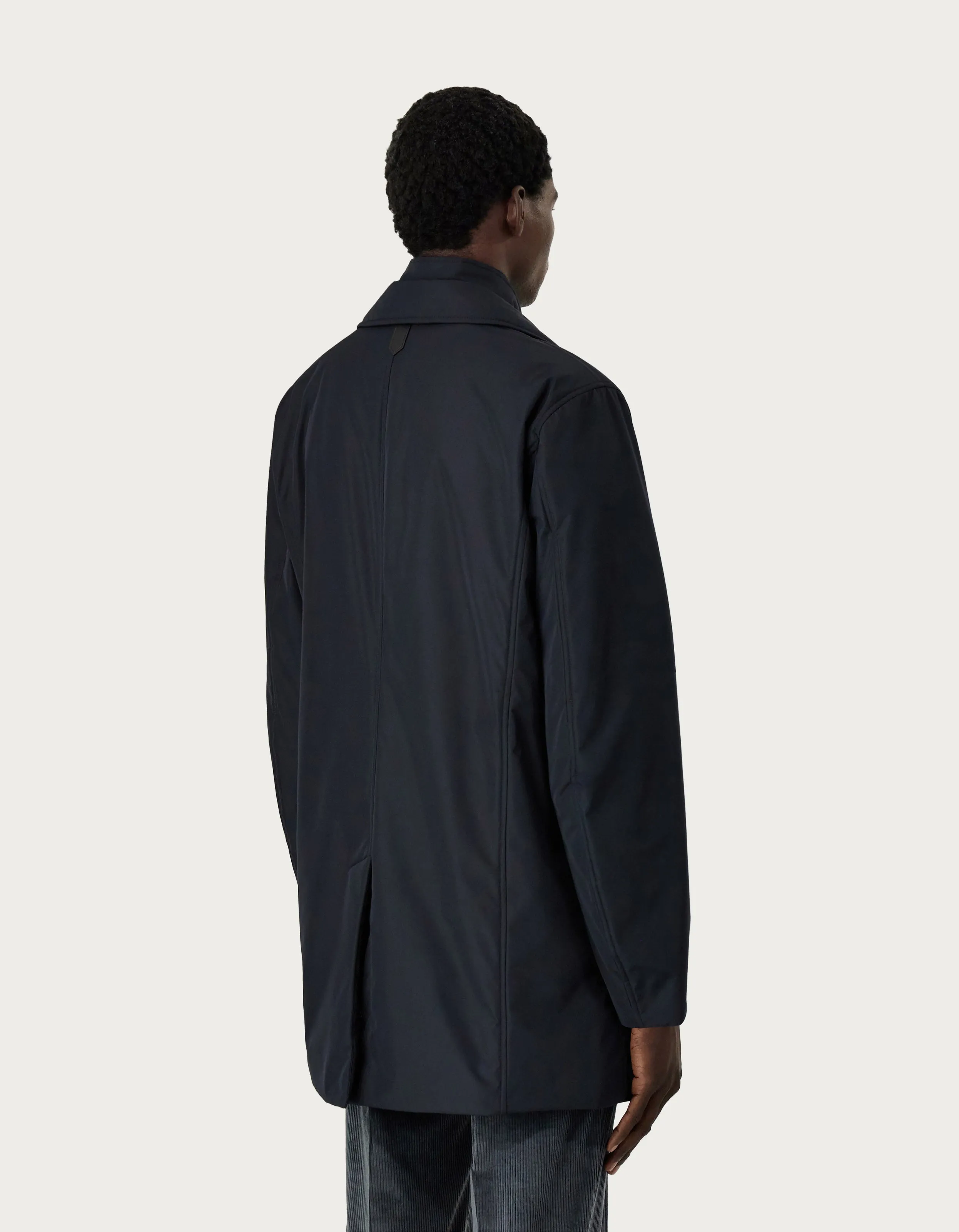 CANALI - Dark Blue Car Coat In Technical Fabric O10466-SG02321-301