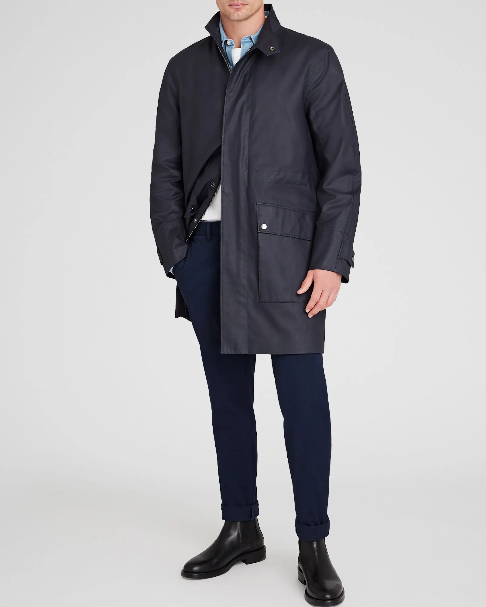 Casual Waxed-Cotton Mac Coat