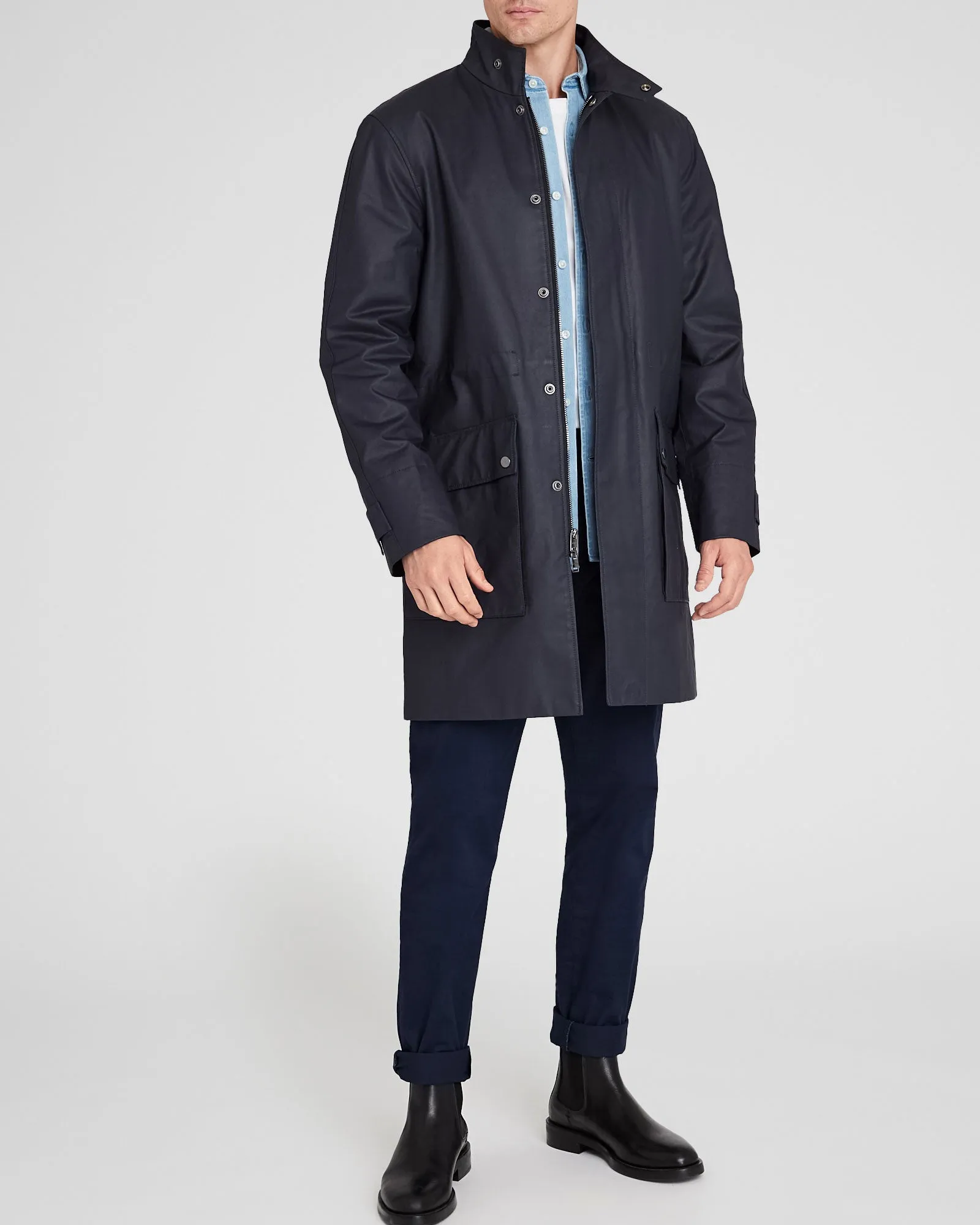 Casual Waxed-Cotton Mac Coat