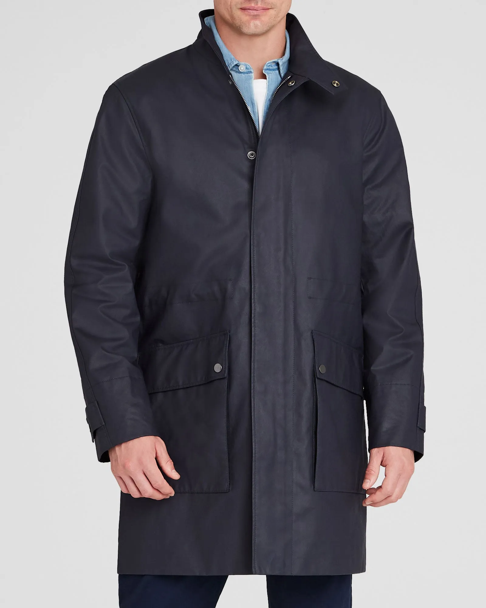 Casual Waxed-Cotton Mac Coat