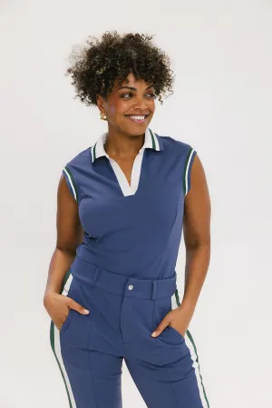 Charlotte Sleevless Polo - Indigo