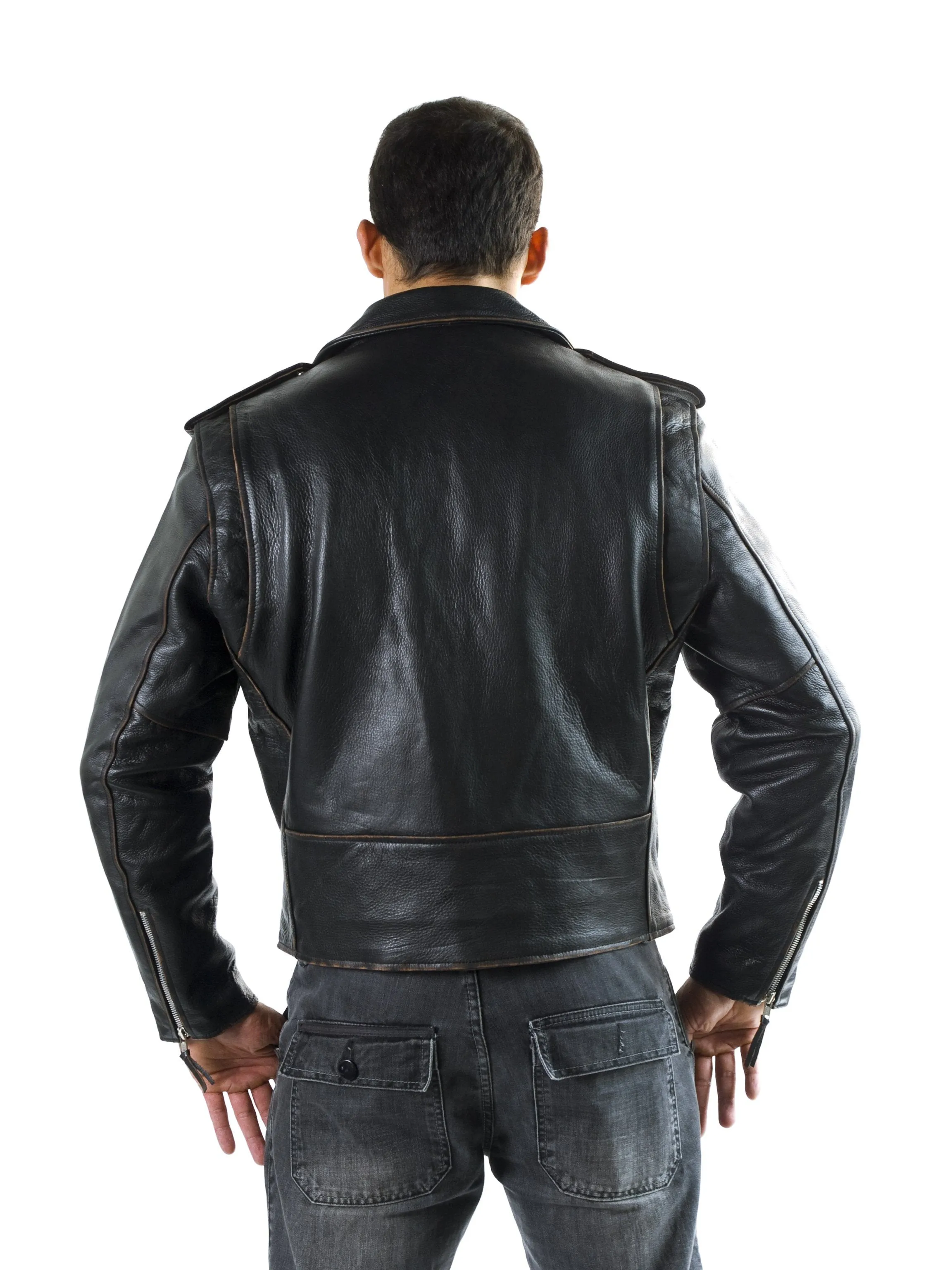 Classic Brando Antique Cowhide Leather Jacket 113A