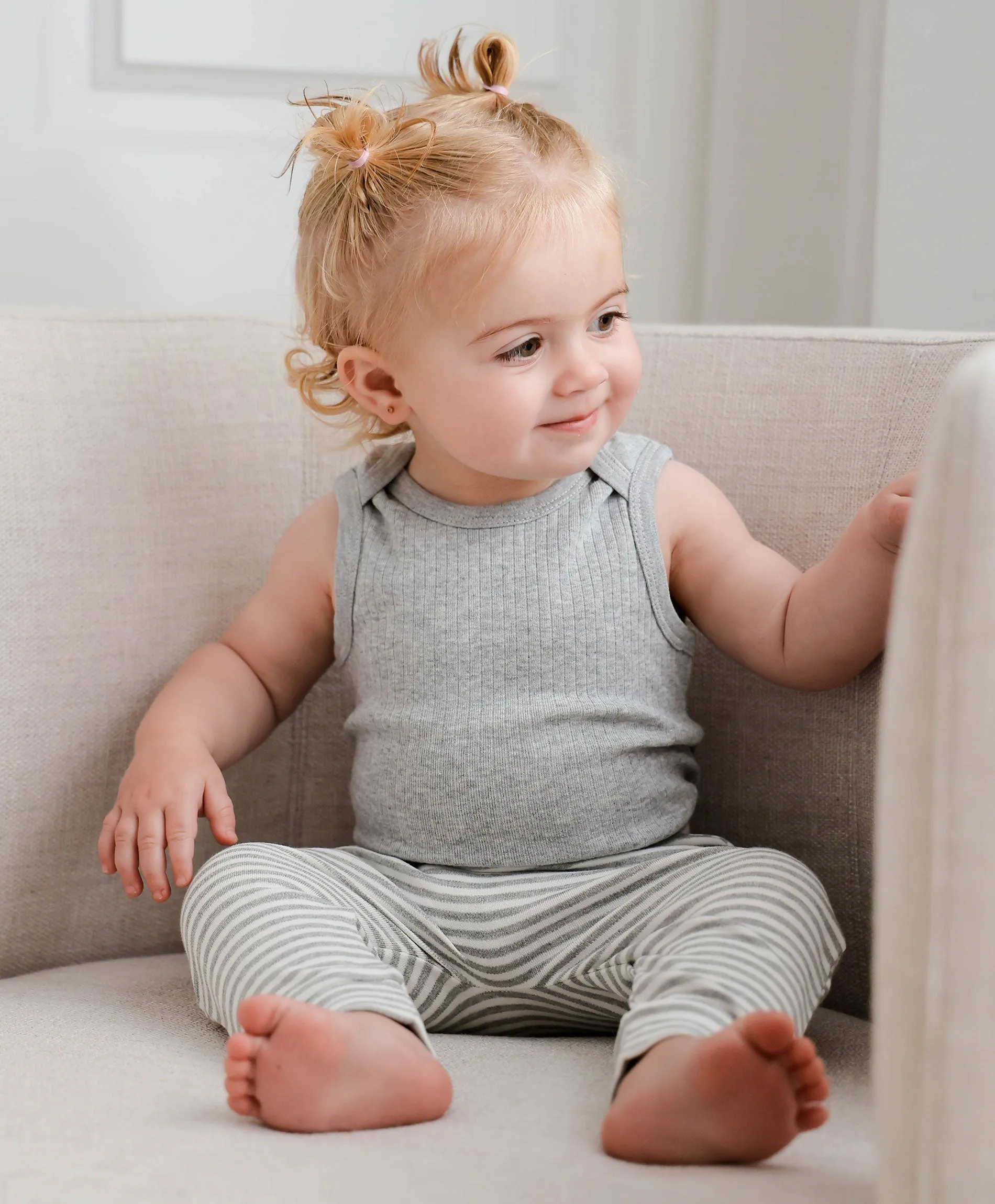 Comfy baby singlet bodysuit - Heather grey