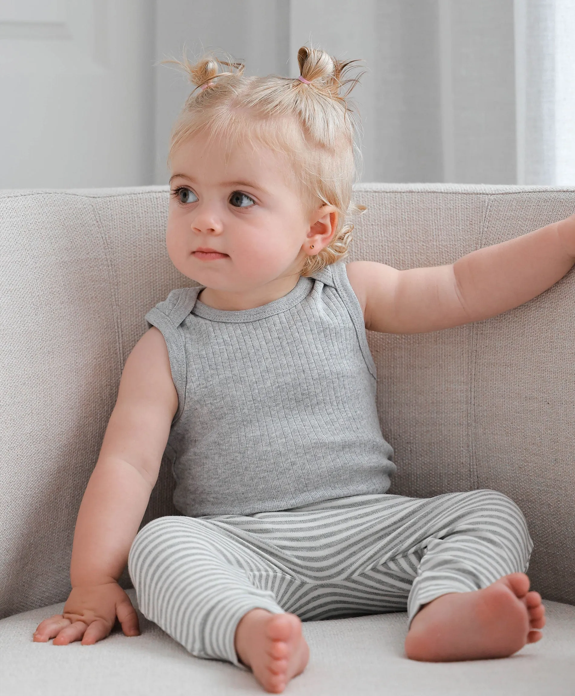 Comfy baby singlet bodysuit - Heather grey