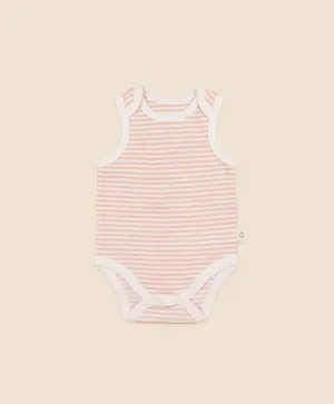 Comfy Singlet Bodysuit - Heather Pink stripes