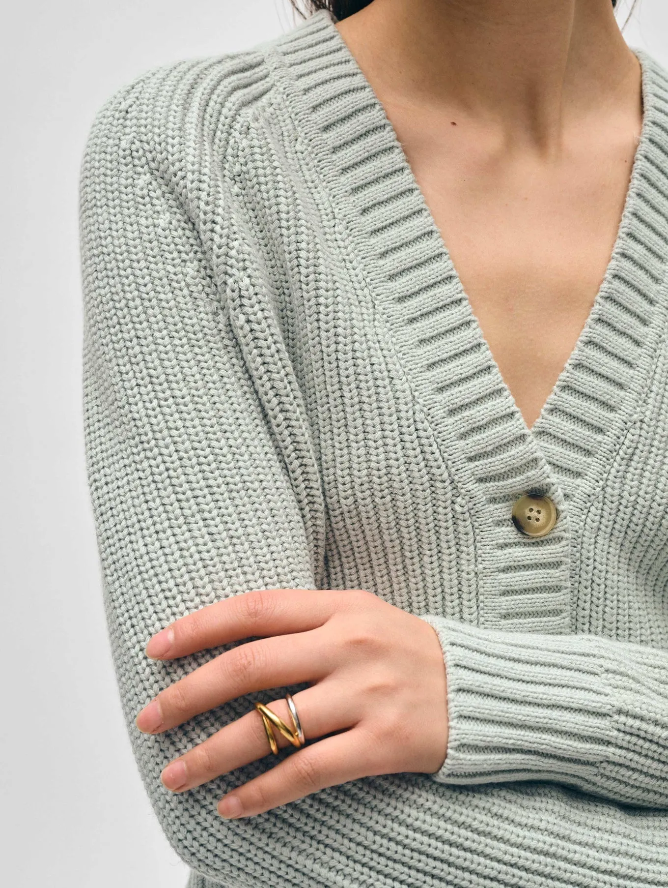 Cotton Linen Ribbed Button Cardigan