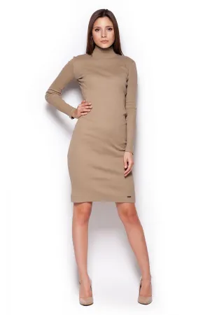 Cozy Ribbed Turtleneck Midi Dress for Autumn Elegance