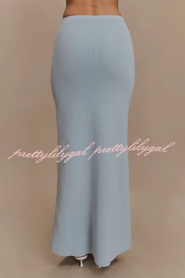 Effortless Chic Ribbed Knit High Rise Stretch Maxi Skirt
