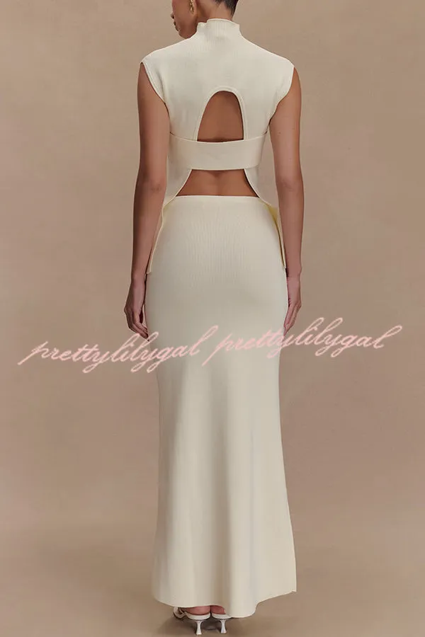 Effortless Chic Ribbed Knit High Rise Stretch Maxi Skirt