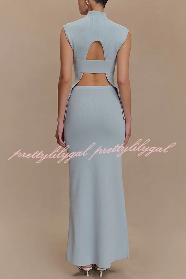 Effortless Chic Ribbed Knit High Rise Stretch Maxi Skirt