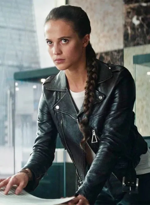ELEGANT ALICIA VIKANDER TOMB RAIDER LEATHER JACKET BY TJS