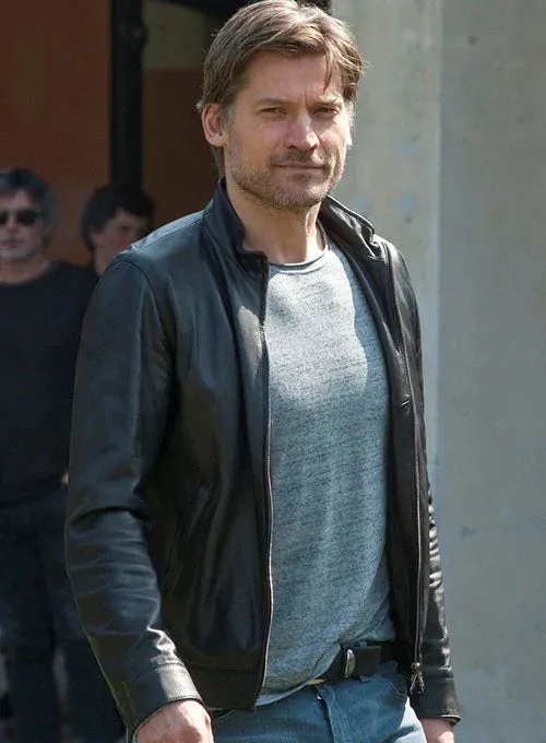 Elegant Black Leather Jacket Worn By Nikolaj Coster-Waldau | Nikolaj Coster-Waldau Elegant Black Leather Jacket