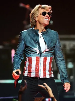 Elegant Captain America Jon Bon Jovi Concert Leather Jacket