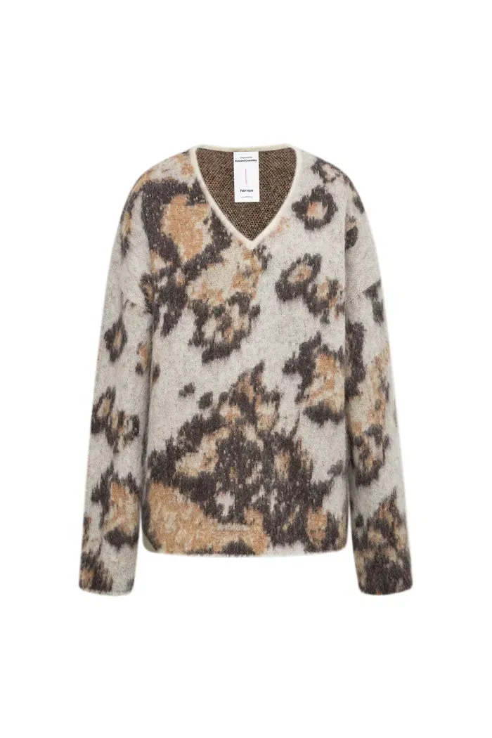 Elsie Leopard Print Sweater in Baby Alpaca Blend Knit