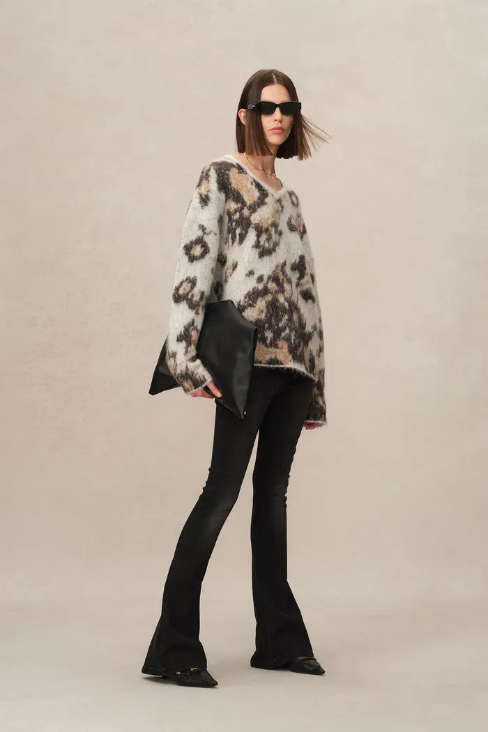 Elsie Leopard Print Sweater in Baby Alpaca Blend Knit