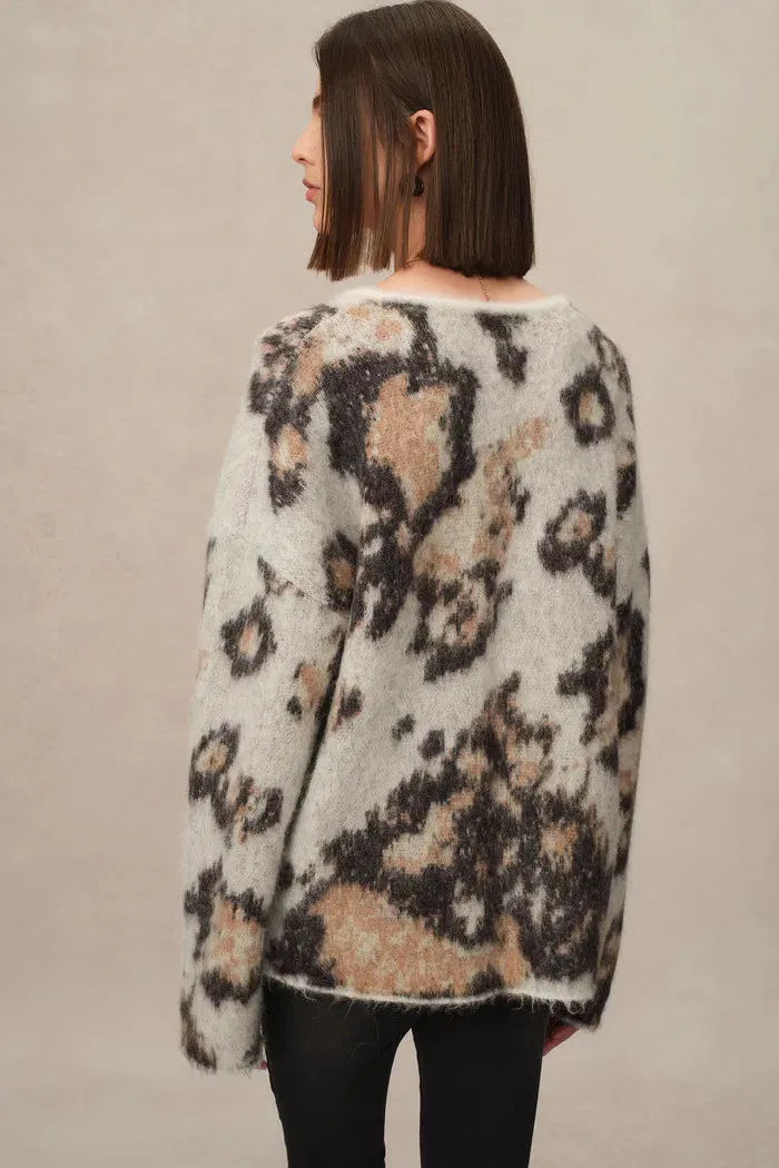 Elsie Leopard Print Sweater in Baby Alpaca Blend Knit
