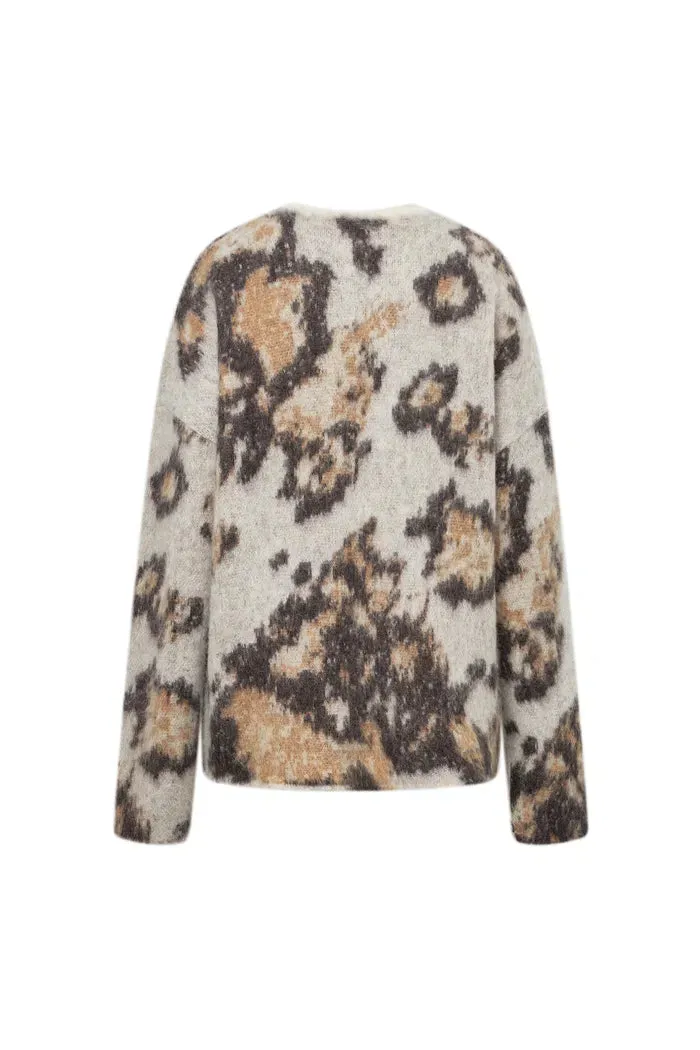 Elsie Leopard Print Sweater in Baby Alpaca Blend Knit