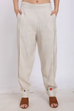 Embroidered Pleated Pants