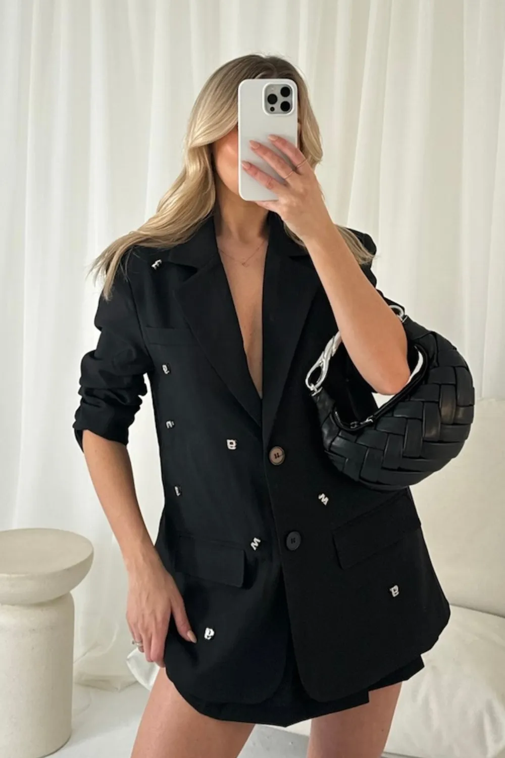 Emmie black diamante embellished blazer