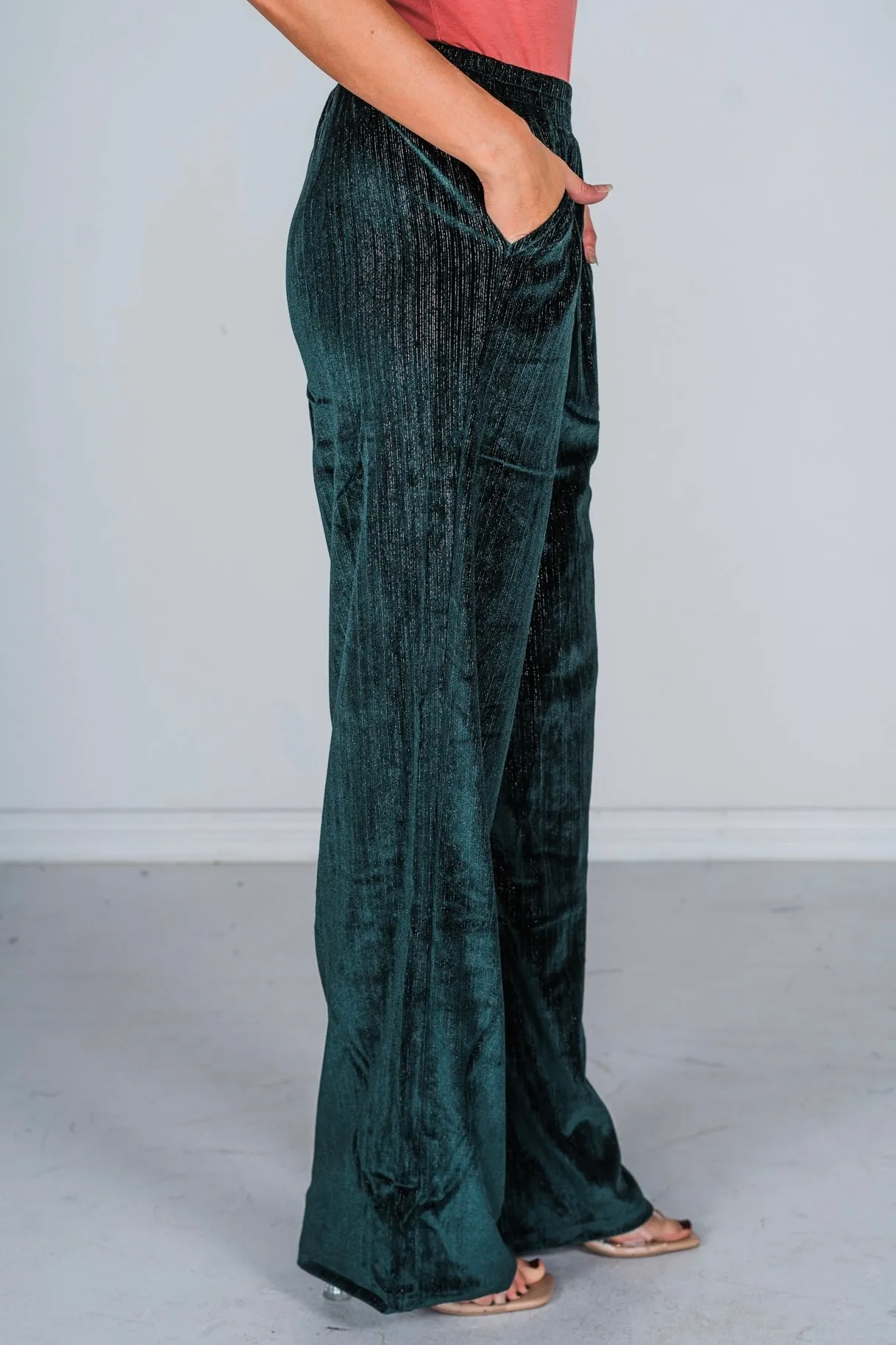 Green Velvet Straight-Leg Pants FINAL SALE
