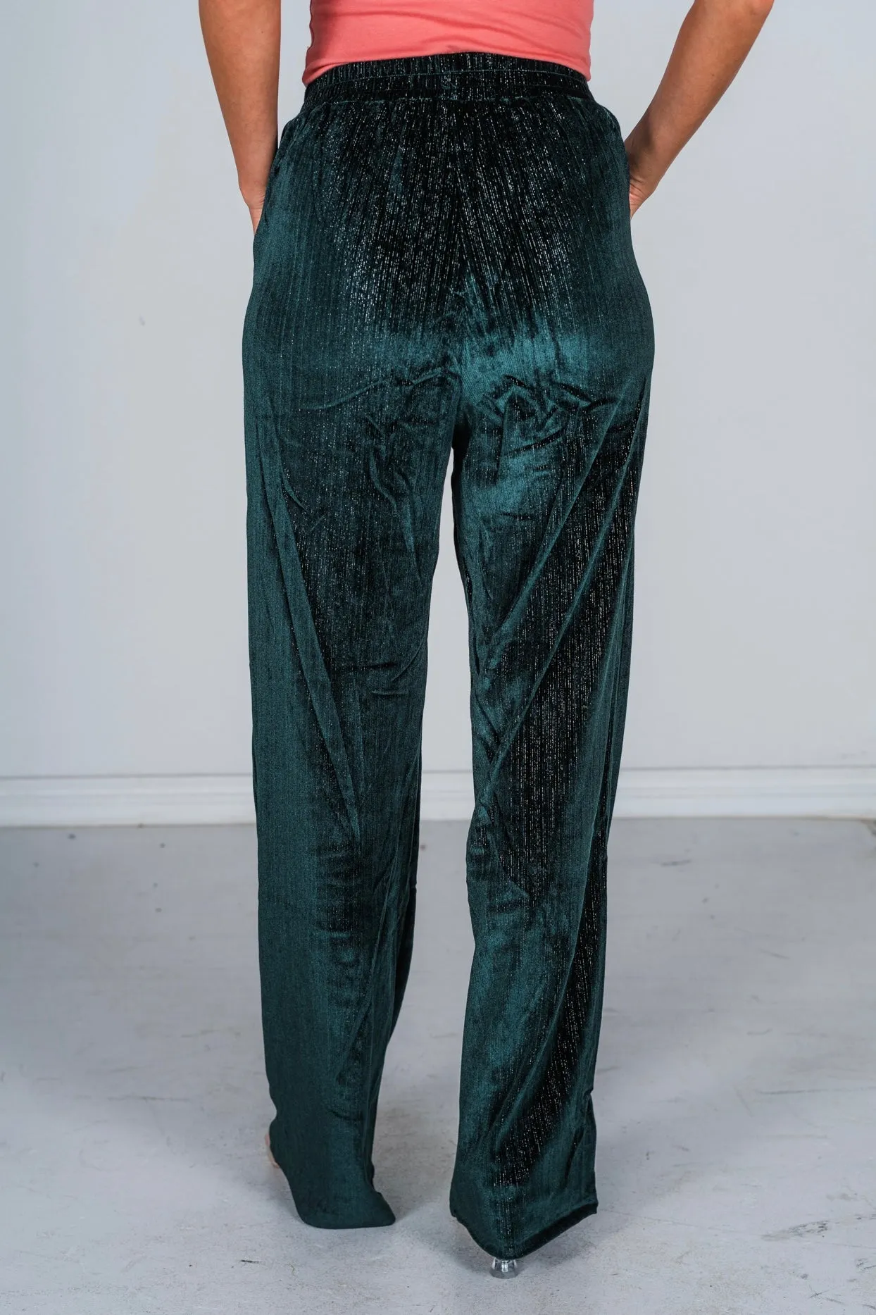 Green Velvet Straight-Leg Pants FINAL SALE
