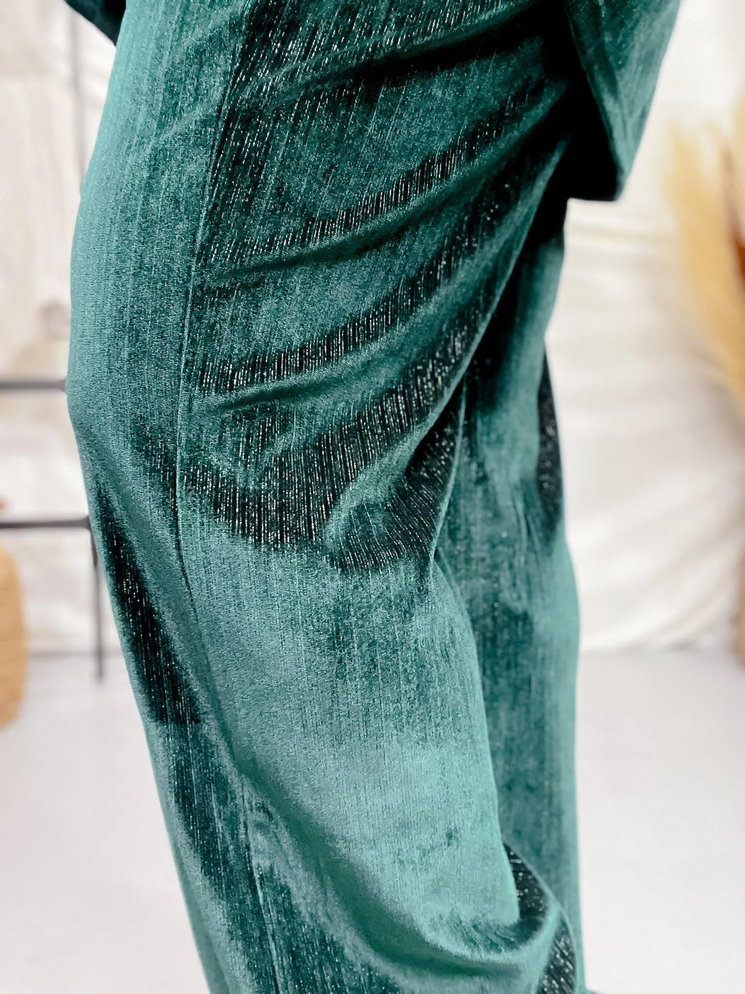 Green Velvet Straight-Leg Pants FINAL SALE